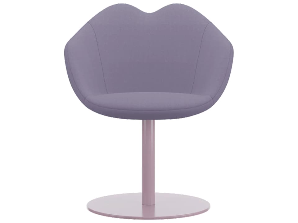 XOXO Upholstered Dining Armchair in Pink Fabric with Round Steel Base by Nika Zupanc