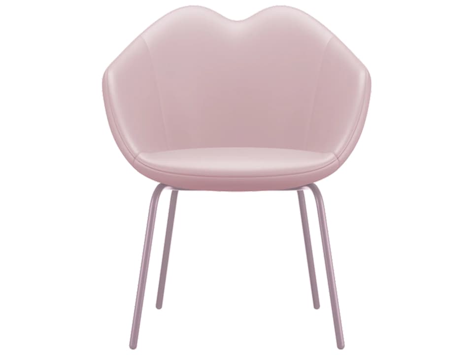 XOXO Pink Genuine Leather Arm Dining Chair by Nika Zupanc