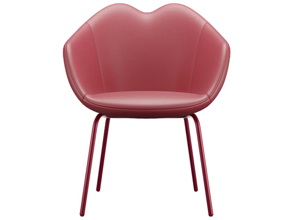 XOXO Lips-Shaped Red Leather Swivel Armchair