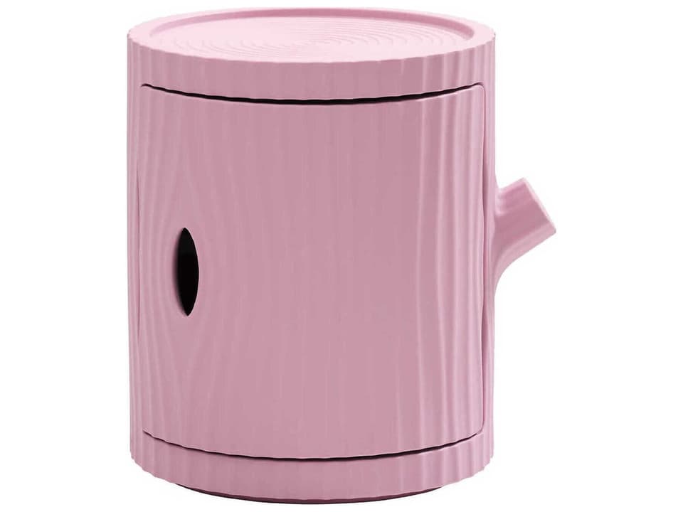 Tronco Round End Table in Pink Recyclable Polyethylene with Storage