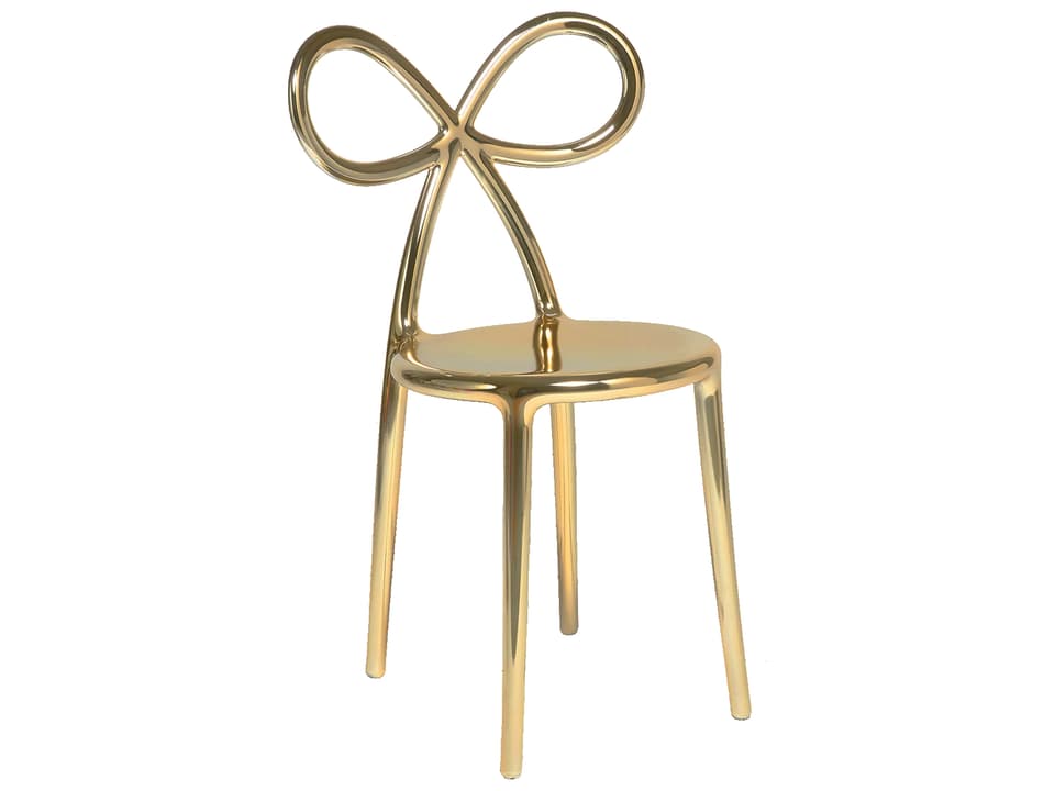 Ribbon Armless Dining Side Chair in Gold Metallized Polypropylene by Nika Zupanc