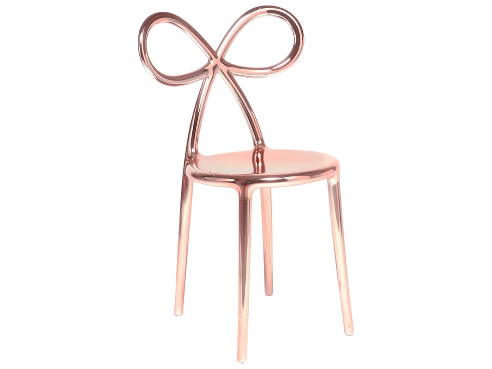 Ribbon Armless Dining Side Chair in Metallic Pink Gold by Nika Zupanc