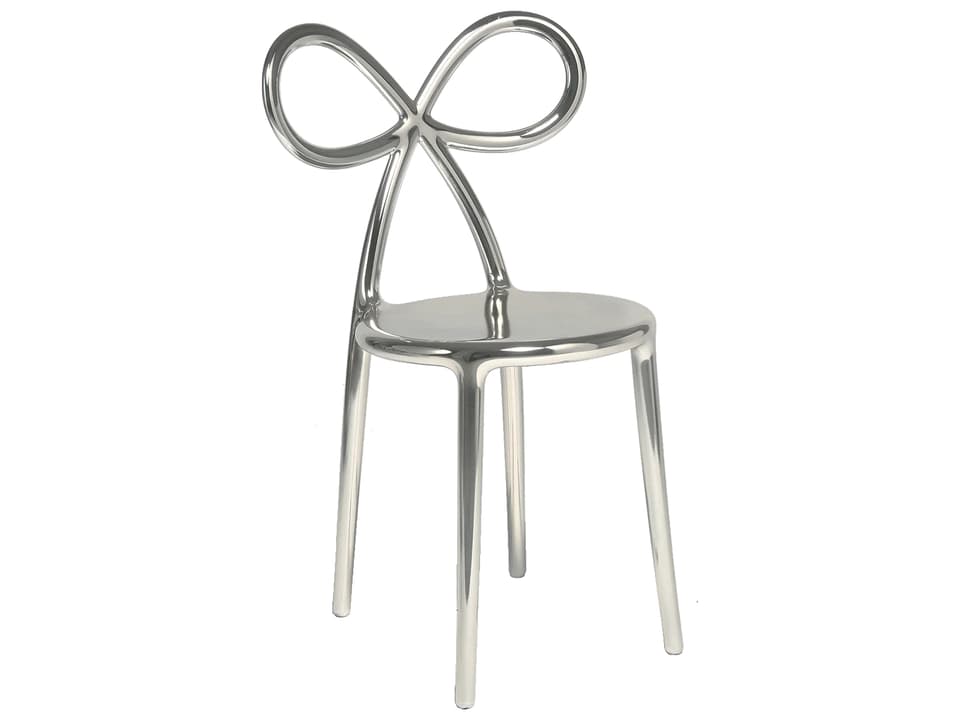 Ribbon Armless Dining Side Chair in Metallic Silver Polypropylene by Nika Zupanc