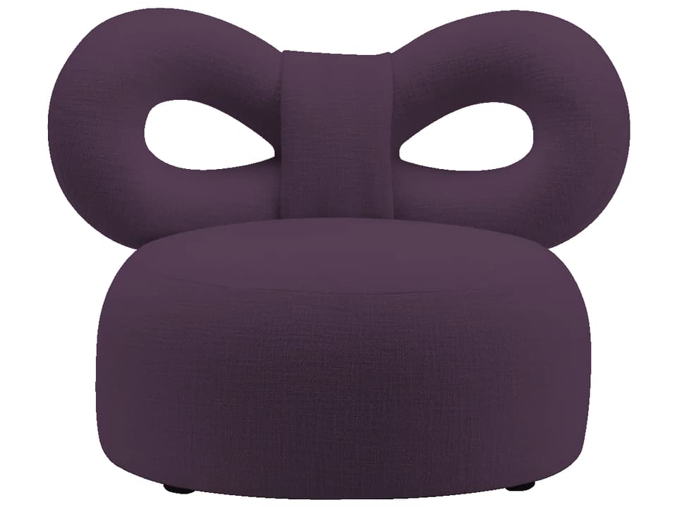 Ribbon Upholstered Accent Armchair in Purple Fabric