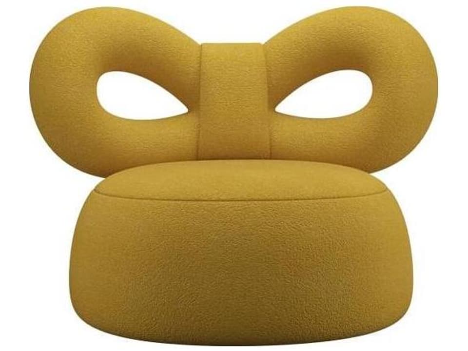 Ribbon Upholstered Accent Chair in Yellow Kvadrat Gentle Fabric by Nika Zupanc