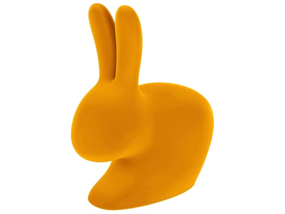 Rabbit Baby Velvet Accent Chair in Dark Gold by Stefano Giovannoni
