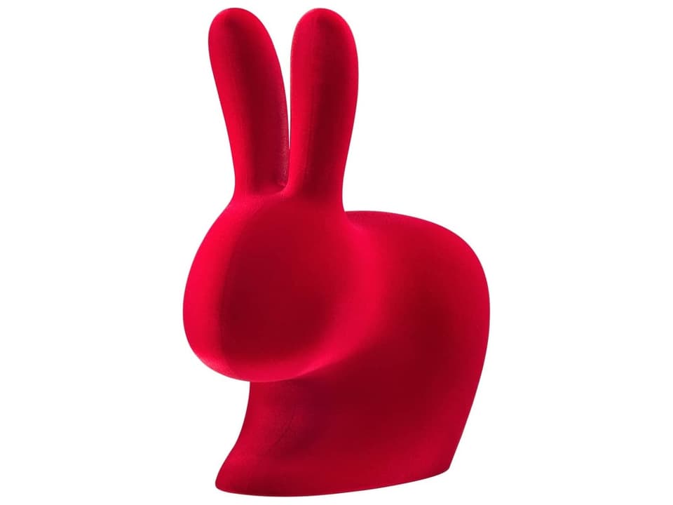 Rabbit Baby Red Velvet Accent Chair by Stefano Giovannoni