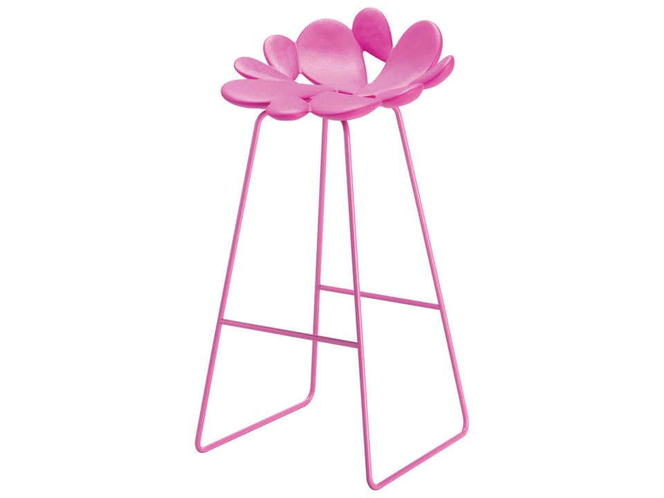 Filicudi Bar Stool in Bright Pink Recycled Polyethylene and Powder Coated Steel by Marcantonio