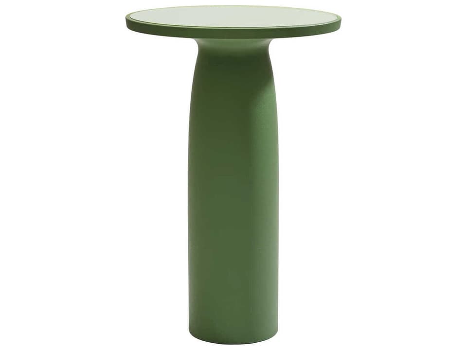 Toto Round Bar Table in Balsam Green Recycled Polyethylene with Glass Top
