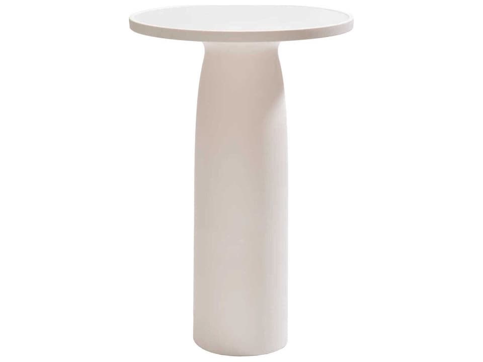 Toto Round Bar Table In Warm White With Glass Top by Stefano Giovannoni