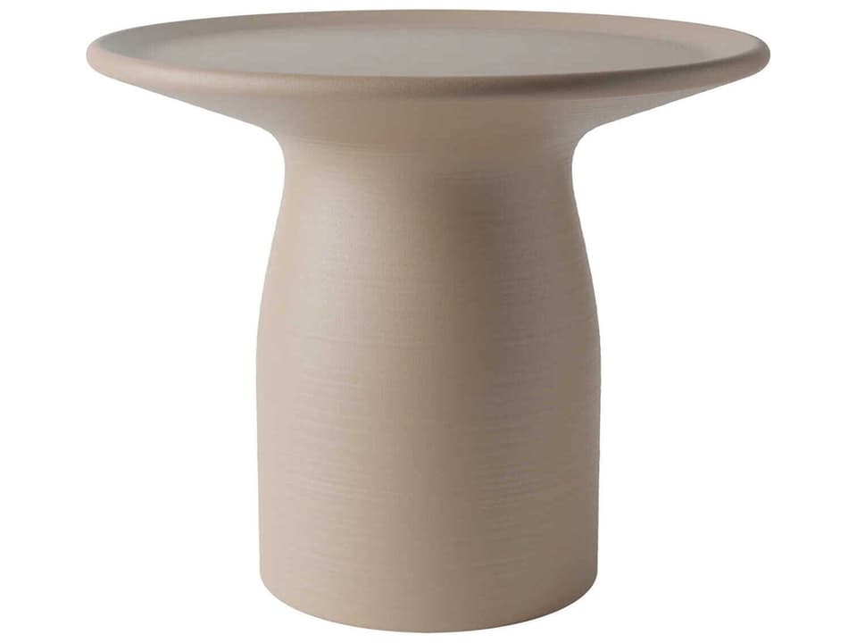 Totino Round End Table in Dove Grey Recycled Polyethylene by Stefano Giovannoni