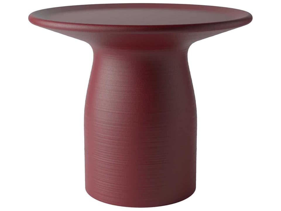 Totino Round End Table in Indian Red Recycled Polyethylene by Stefano Giovannoni