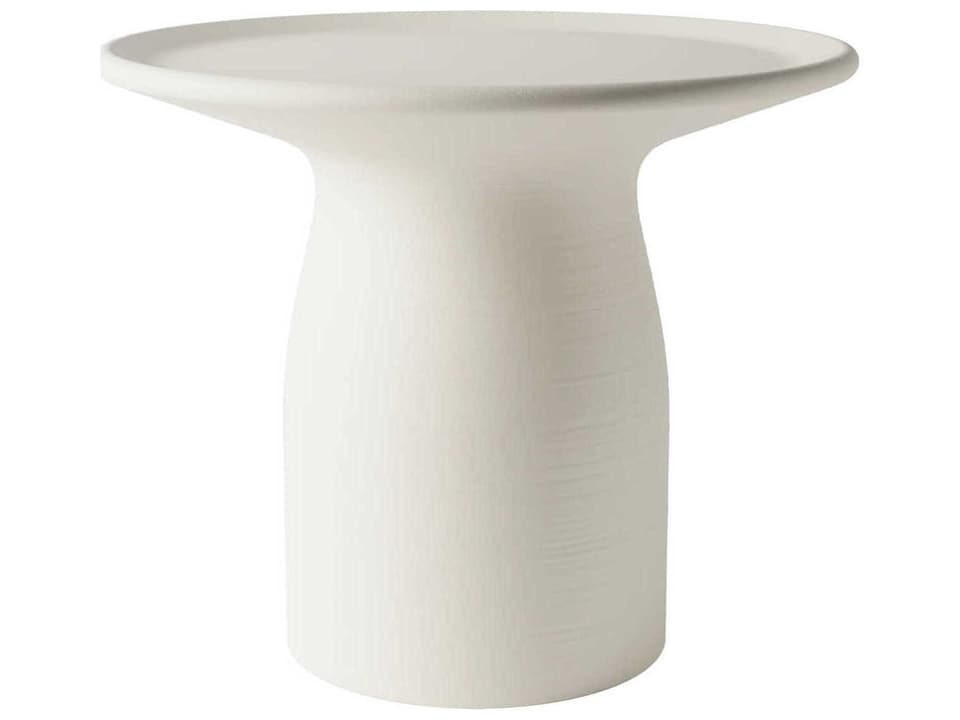 Totino Round End Table in White Recycled Polyethylene