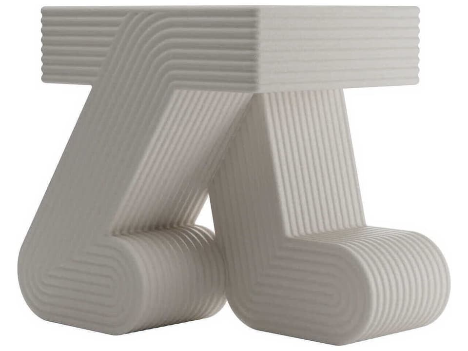 Walking Square End Table in Ivory Recyclable Polyethylene by Maum Studio