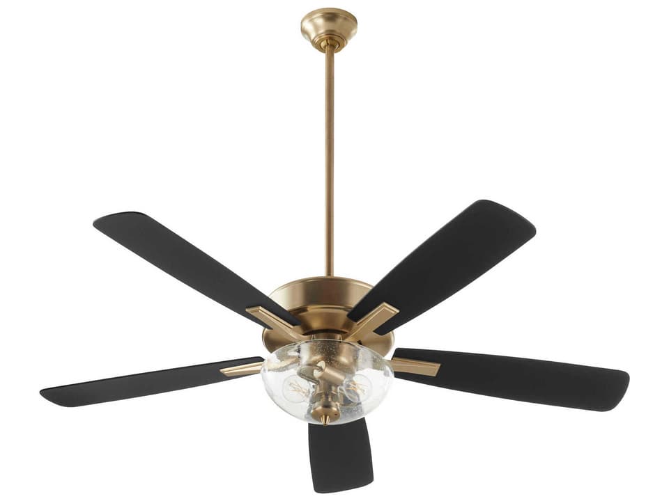 Ovation 52-Inch 5-Blade Indoor Ceiling Fan with Light Kit in Aged Brass
