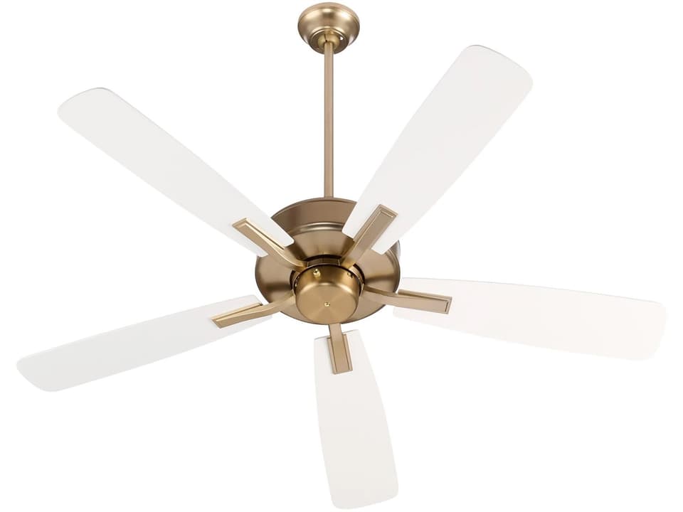 Ovation 52-Inch 5-Blade Indoor Ceiling Fan in Aged Brass and Studio White