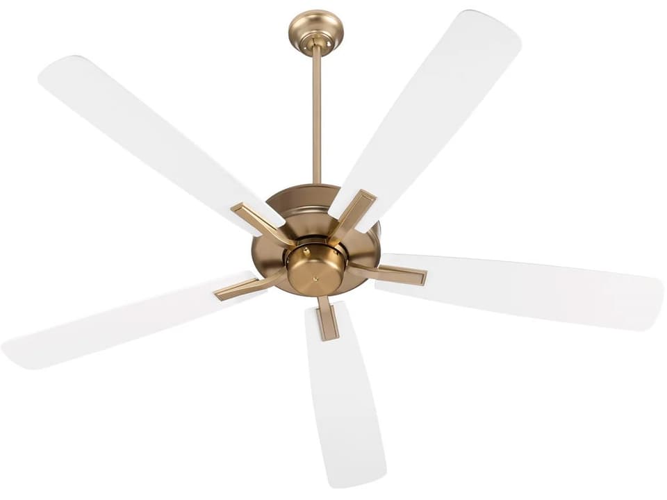 Ovation 60-Inch 5-Blade Indoor Ceiling Fan in Aged Brass with Studio White Blades