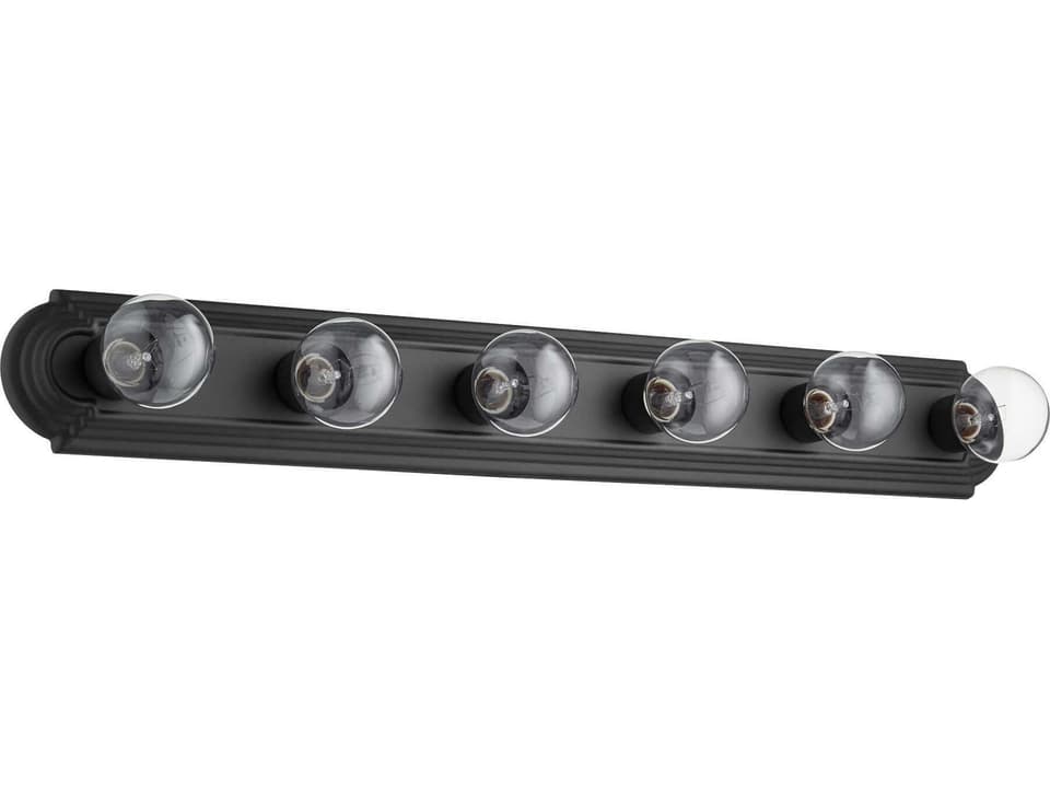 Stepped 6-Light Bathroom Vanity Light in Noir Finish