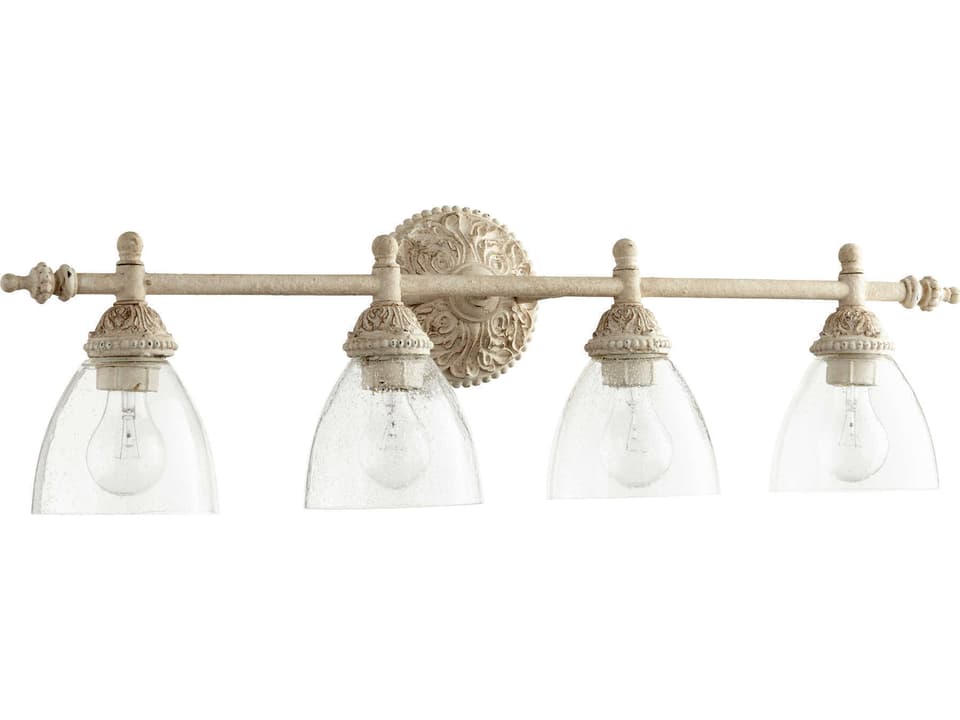 5257 Vanities 4-Light Bathroom Vanity Light in Persian White with Clear Seeded Glass