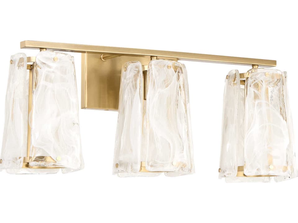 Prestige 3-Light Vanity Light in Aged Brass with Alabaster Glass