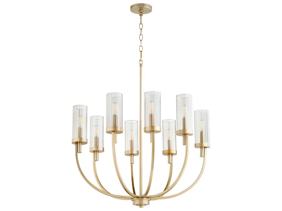 Ladin 8-Light Aged Brass Transitional Chandelier with Smoke Glass