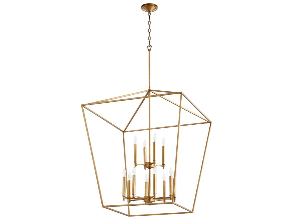 Gabriel 12-Light Candelabra Chandelier in Gold Leaf with Interchangeable Sleeves