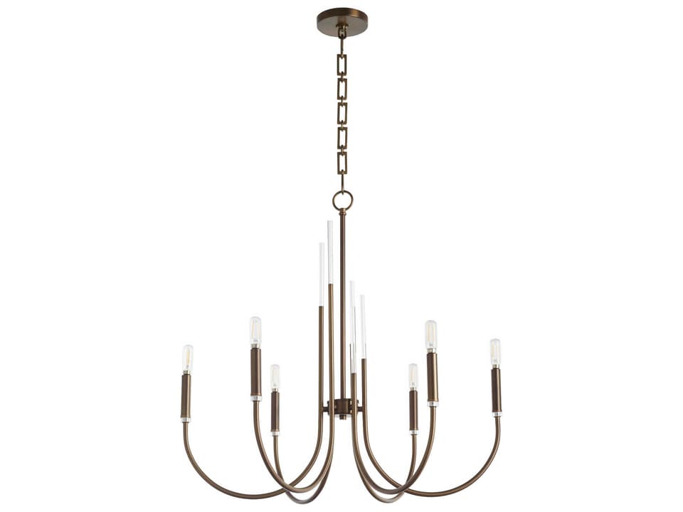 Summit 6-Light Dark Brass Chandelier with Acrylic Accents