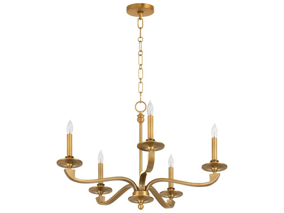 Chantelle 5-Light Brushed Brass Candelabra Chandelier