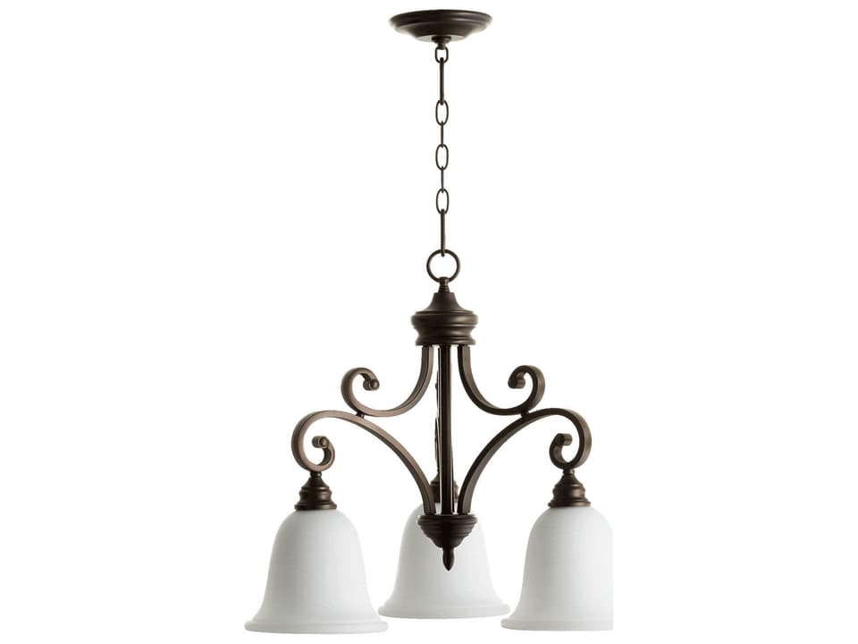 Bryant 3-Light Chandelier in Oiled Bronze with Satin Opal Shades