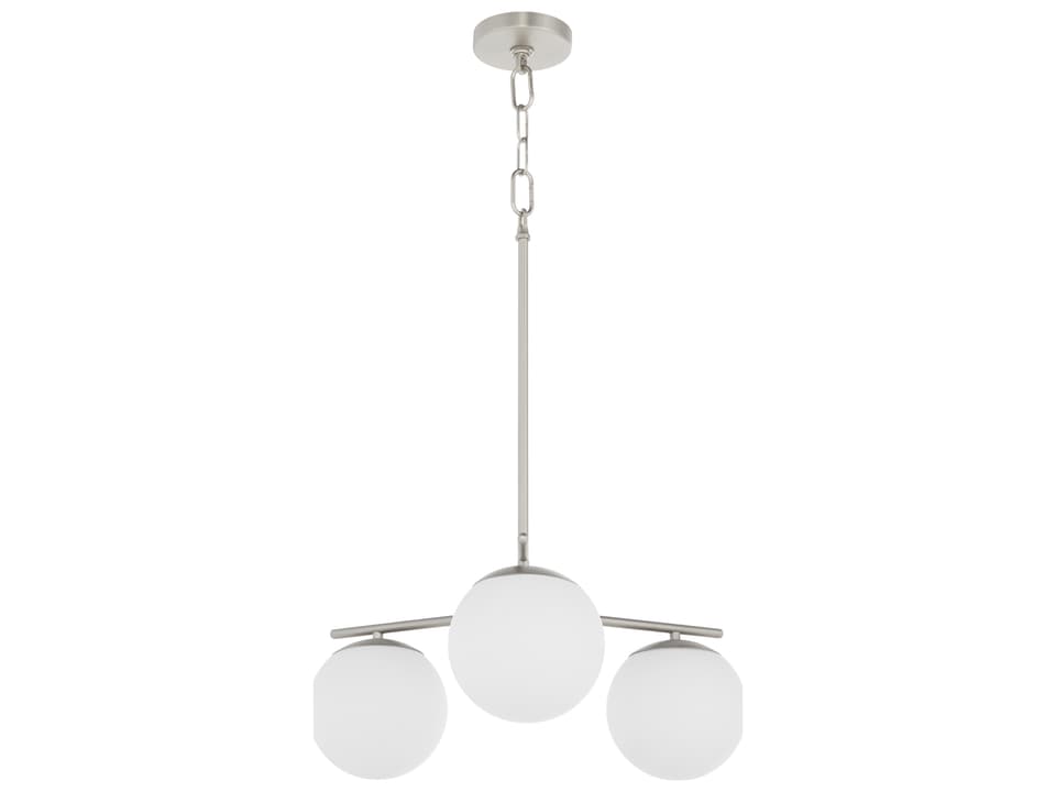 Jasper 3-Light Chandelier with Satin Opal Glass in Satin Nickel