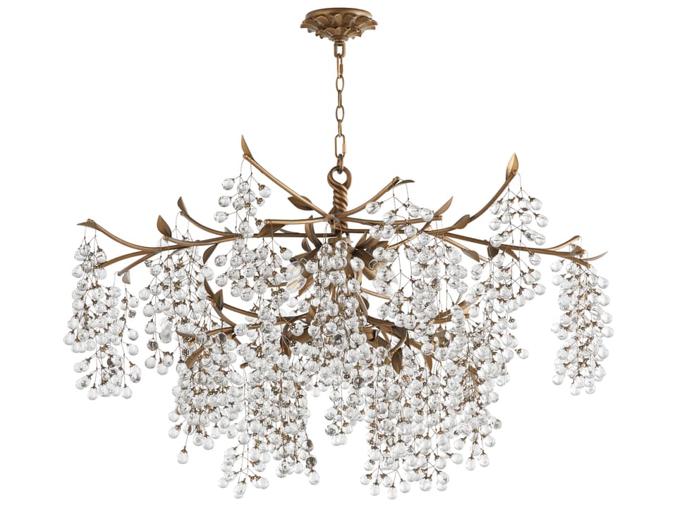 Glicina 8-Light Natural Brass Chandelier with Crystal Drops
