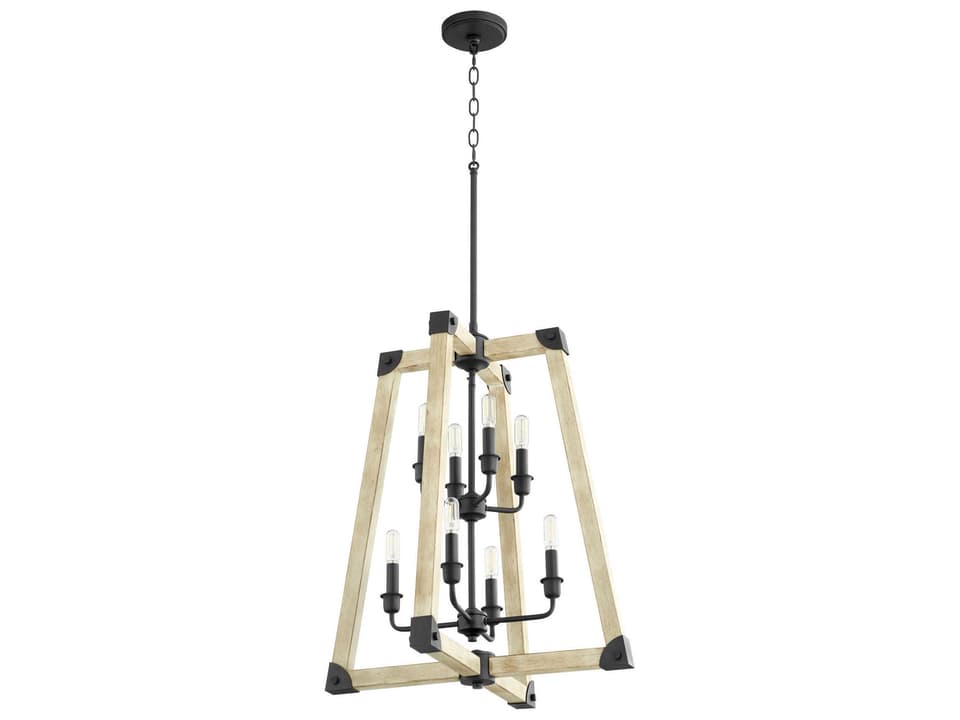 Alpine 8-Light Geometric Candelabra Chandelier in Noir with Driftwood Finish