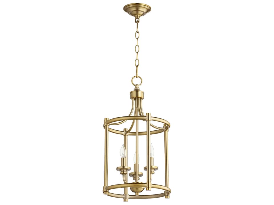 Rossington 3-Light Candelabra Pendant Light in Aged Brass