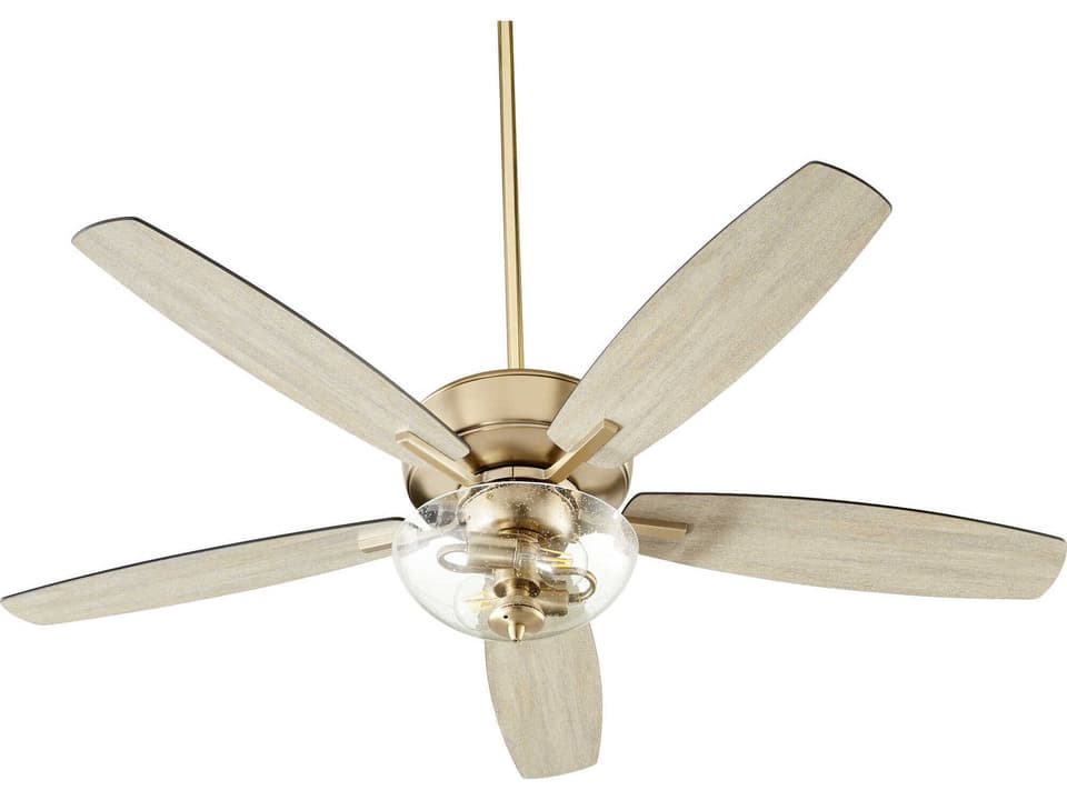 Breeze 52-Inch 5-Blade Indoor Ceiling Fan with Light in Aged Brass