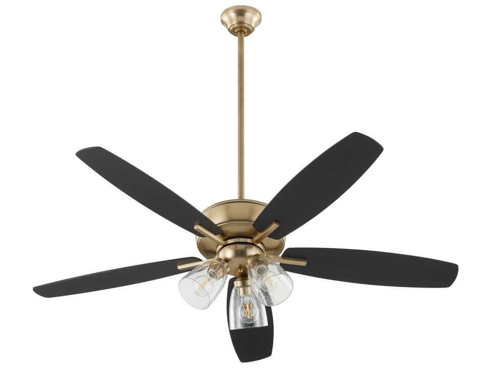 Breeze 52-Inch 5-Blade Indoor Ceiling Fan with Lights in Aged Brass
