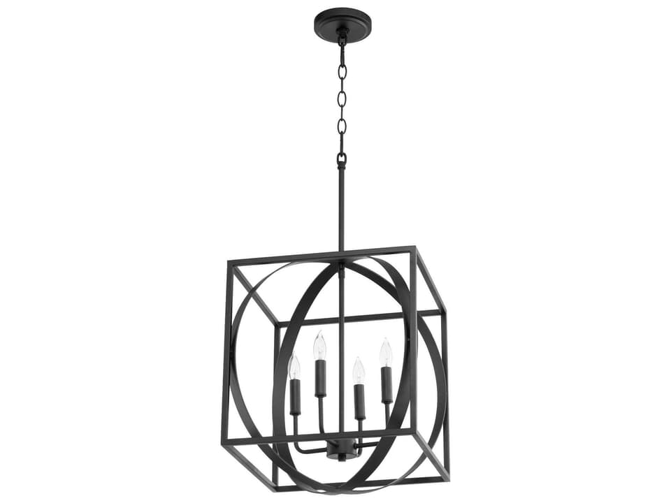 Cube and Sphere 4-Light Transitional Pendant Light in Noir