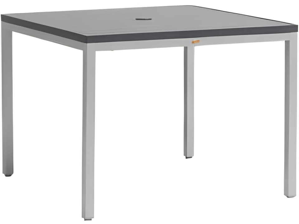Zuni  Silver Aluminum Umbrella Hole Dining Table