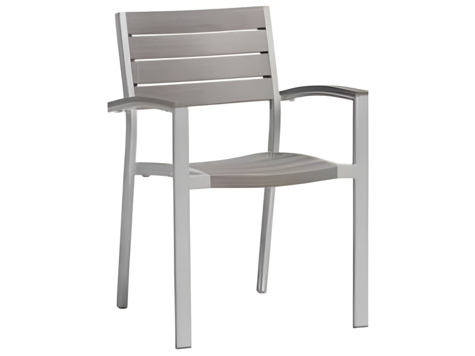 New Mirage Silver Aluminum Faux Teak Dining Chair