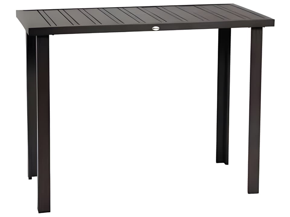 Limo Silver Ash Grey Aluminum Rectangular Umbrella Hole Bar Table