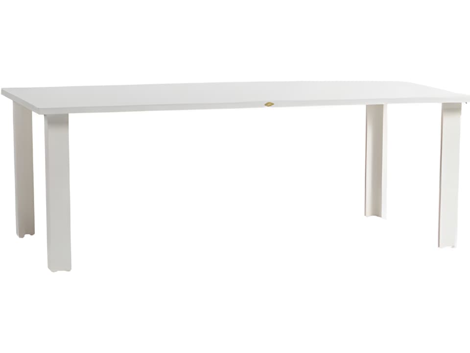 Limo Silver Talc White Aluminum Rectangular Umbrella Hole Dining Table