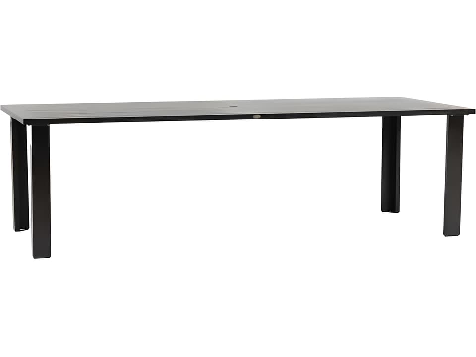 Limo Silver Ash Grey Aluminum Rectangular Umbrella Hole Dining Table