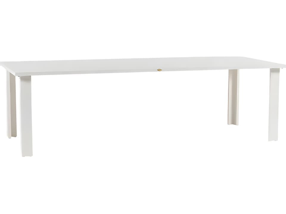 Limo Silver Talc White Aluminum Rectangular Umbrella Hole Dining Table