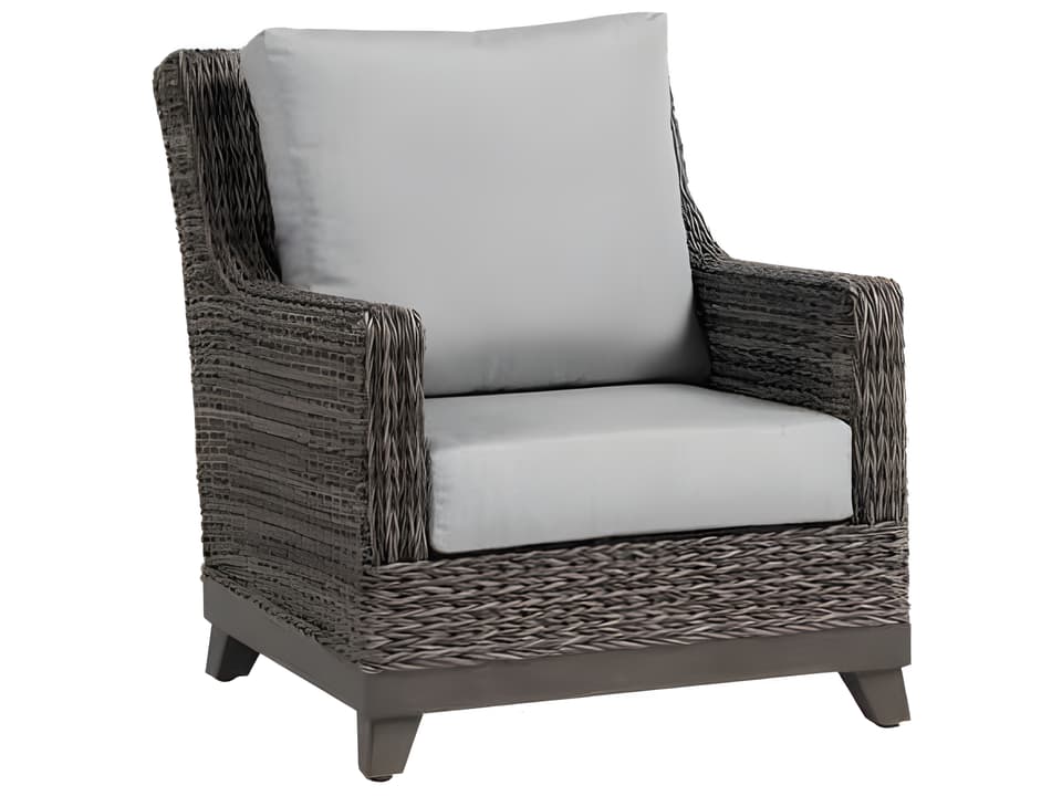 Boston Outdoor Lounge Chair in Ash Grey Powder-Coated Aluminum and Smoke Grey Resin Weave