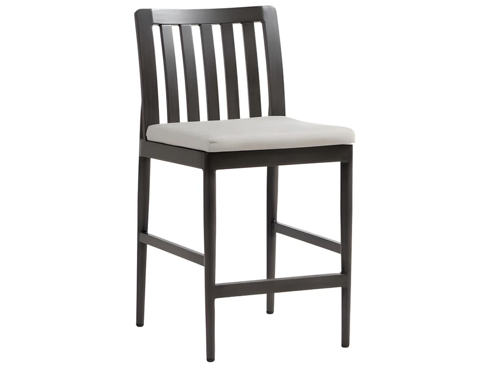 Bolano Outdoor Armless Counter Stool with Cushion in Powder-Coated Aluminum