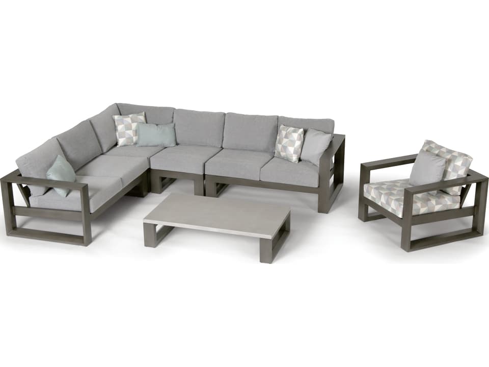 Elements Silver Ash Grey Base & Cement Top Aluminum Rectangular Coffee Table