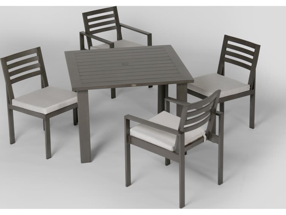 Elements Aluminum Cushion Dining Arm Chair in Ash Grey