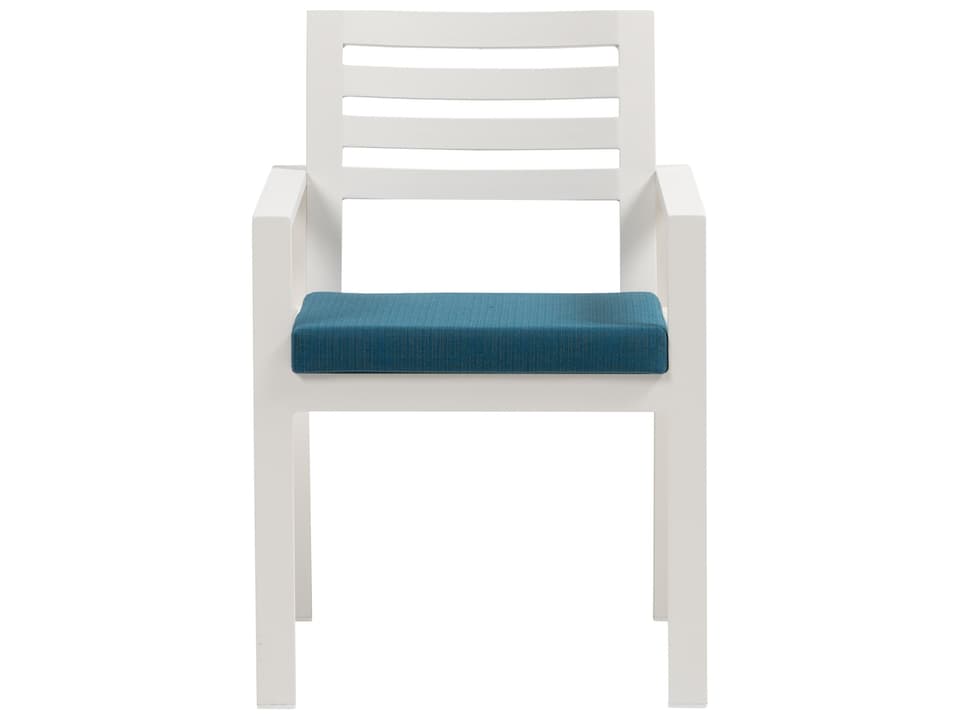Elements Aluminum Cushion Dining Arm Chair in Silver Talc White