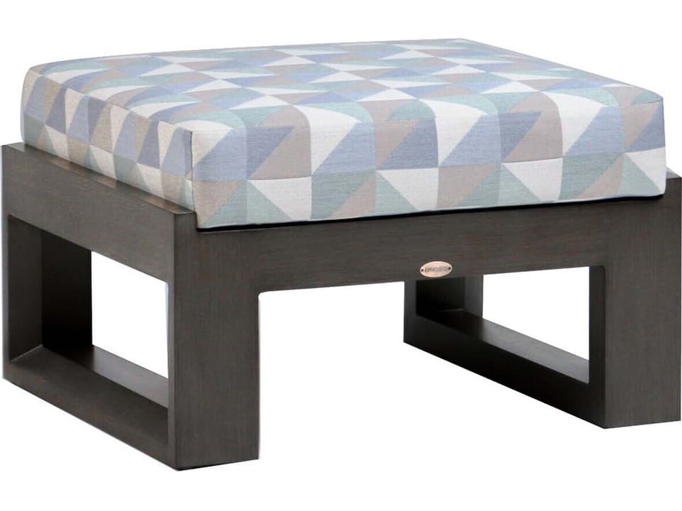 Elements Ash Grey Aluminum Cushion Ottoman