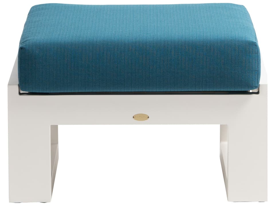 Elements Silver Talc White Aluminum Cushion Ottoman