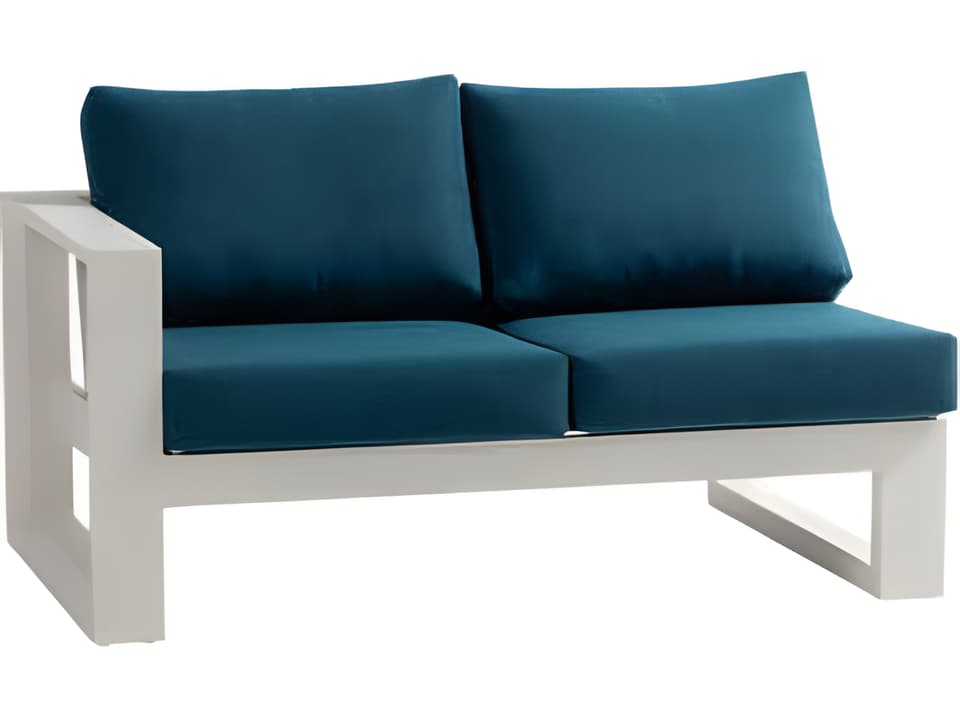 Elements 5.0 Left Arm Loveseat with Cushions in Silver Talc White